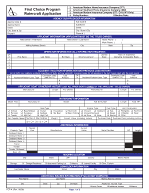 Watercraft Insurance Application