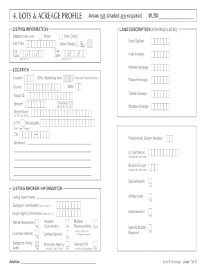 Lots & Acreage Profile Form