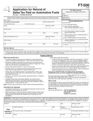 New York State Sales Tax Refund Application for Automotive Fuels
