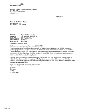 Sworn Statement in Proof of Loss Form