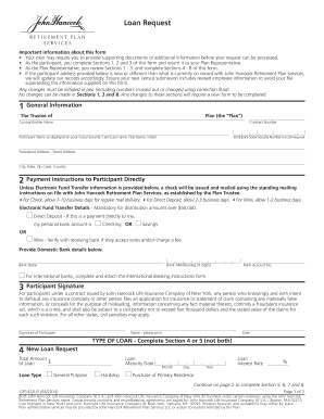 John Hancock Retirement Plan Loan Request Form