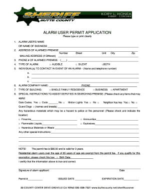 Alarm User Permit Application
