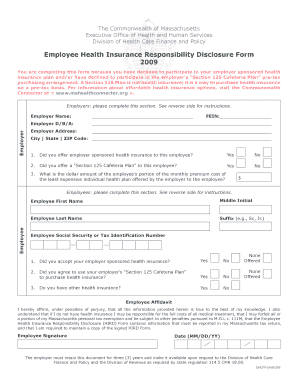Massachusetts Employee Health Insurance Responsibility Disclosure Form
