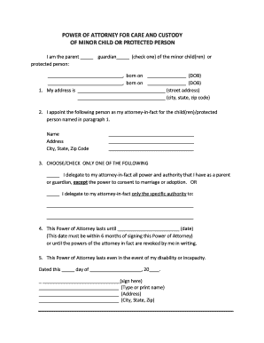 Power of Attorney for Child Custody