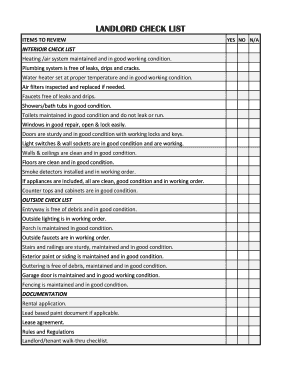Landlord Property Checklist