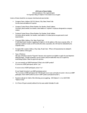 AES Letter of Intent for Exporters