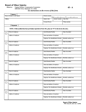Virginia Workers' Compensation Minor Injury Report