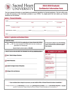 2015-2016 Graduate Confidential Information Form