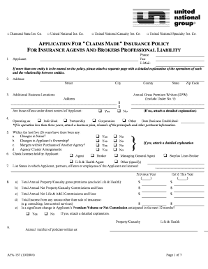 Insurance Agents and Brokers Professional Liability Application
