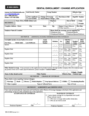 Dental Enrollment Change Application