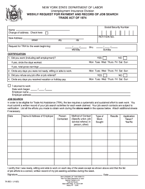 New York State Unemployment Insurance Weekly Claim Form