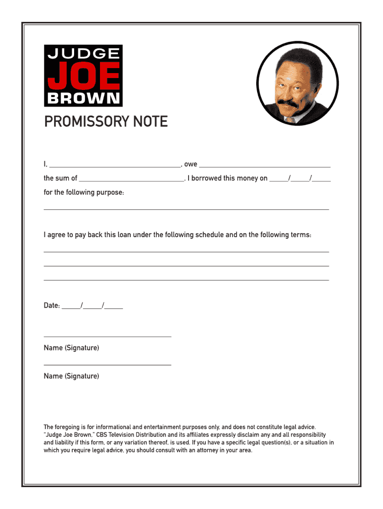 Judge Joe Brown Promissory Note Fill And Sign Printable Template Online Us Legal Forms