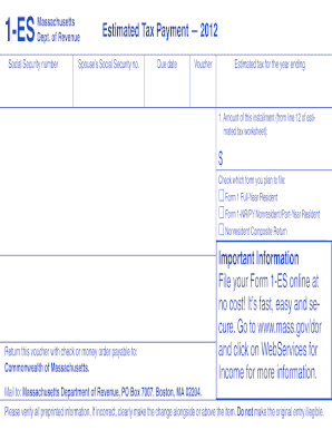 Massachusetts Estimated Tax Payment Voucher