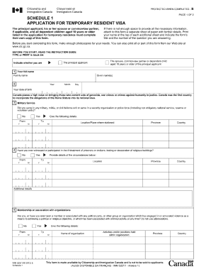 Canada family visa application form
