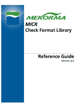 Fillable Online MICR Check Format Library Reference Guide Version 9 Fax ...