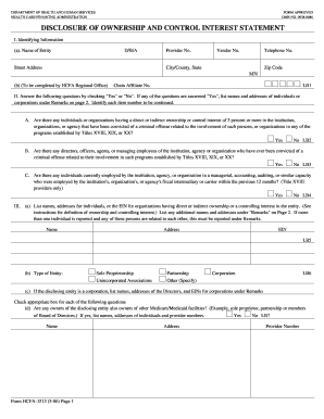 HCFA-1513 Disclosure of Ownership and Control Interest Statement