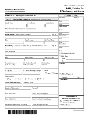I- 918 , Petition for U Nonimmigrant Status - Lawyers911 . net - lawyers911