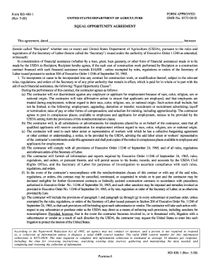 USDA Equal Opportunity Agreement