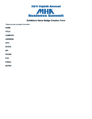 Exhibitor Name Badge Creation Form