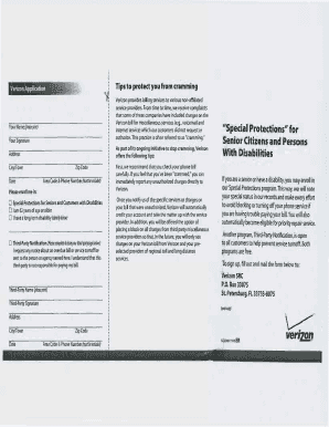 Verizon Application for Special Protections