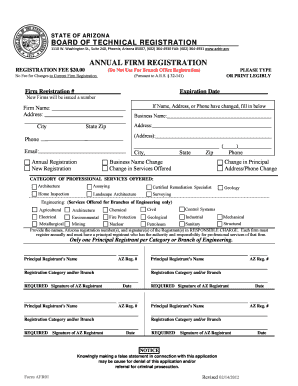 Arizona Annual Firm Registration Form