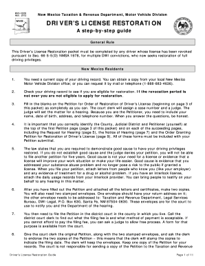 New Mexico Driver's License Restoration Petition