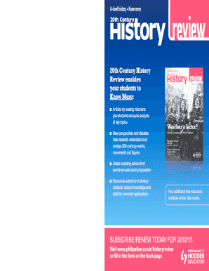 20th Century History Review Subscription Form