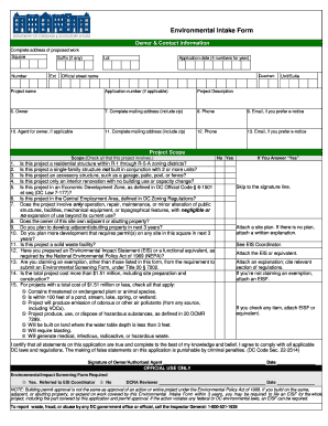 Environmental Intake Form