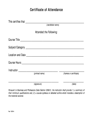 Certificate of Attendance