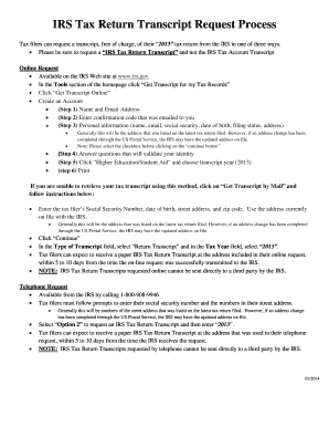 IRS Tax Return Transcript Request