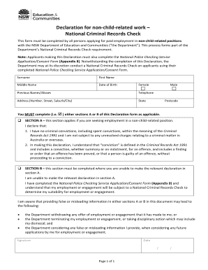NSW Non-Child-Related Work Criminal Records Declaration