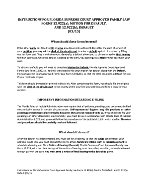 Florida Motion for Default and Default Forms