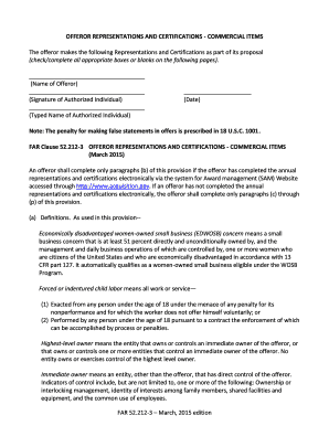 FAR 52.212-3 Offeror Representations and Certifications