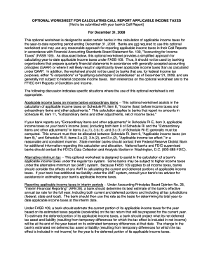 Call Report Tax Worksheet