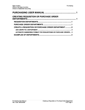 Listening guide template - Purchasing - Creating Requisition or Purchase Order Departments - sco idaho