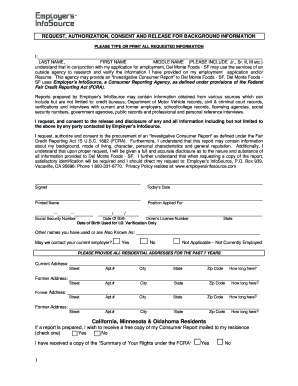 Employment Background Check Consent Form