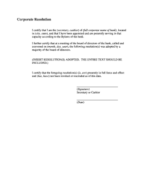Corporate Resolution Form