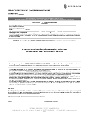 Pre-Authorized Debit Plan Agreement