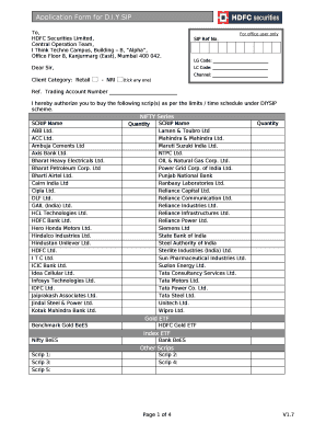 HDFC Securities DIYSIP Application Form