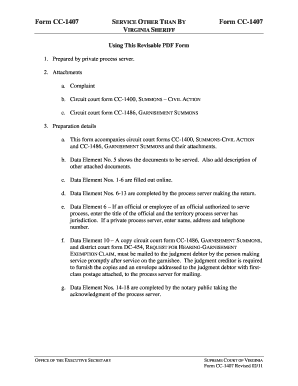 Virginia Circuit Court Form CC-1407