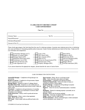 Clark County Case Cover Sheet