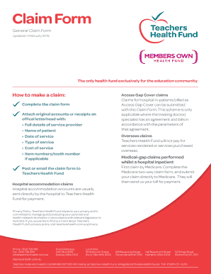 Teachers Health Fund Claim Form