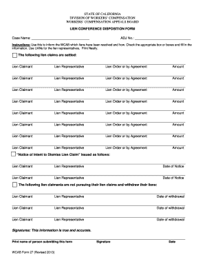 California Lien Conference Disposition Form