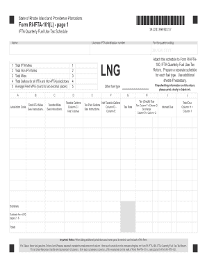 Rhode Island IFTA Quarterly Fuel Use Tax Schedule