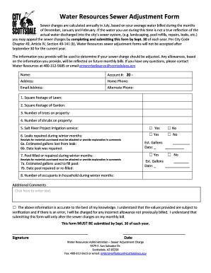 Scottsdale Sewer Adjustment Form
