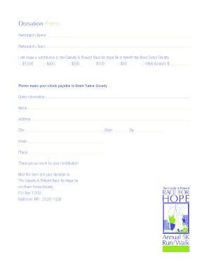 Cassidy & Pinkard Race for Hope 5k Donation Form