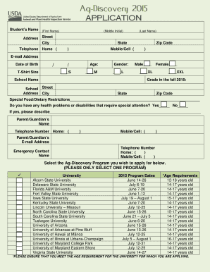 Ag-Discovery 2015 Program Application
