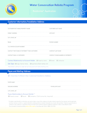 California Water Conservation Rebate Application