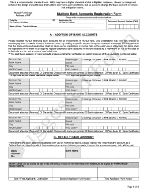 Mutual Fund Bank Account Registration Form