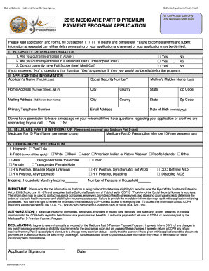 California Medicare Part D Premium Payment Program Application